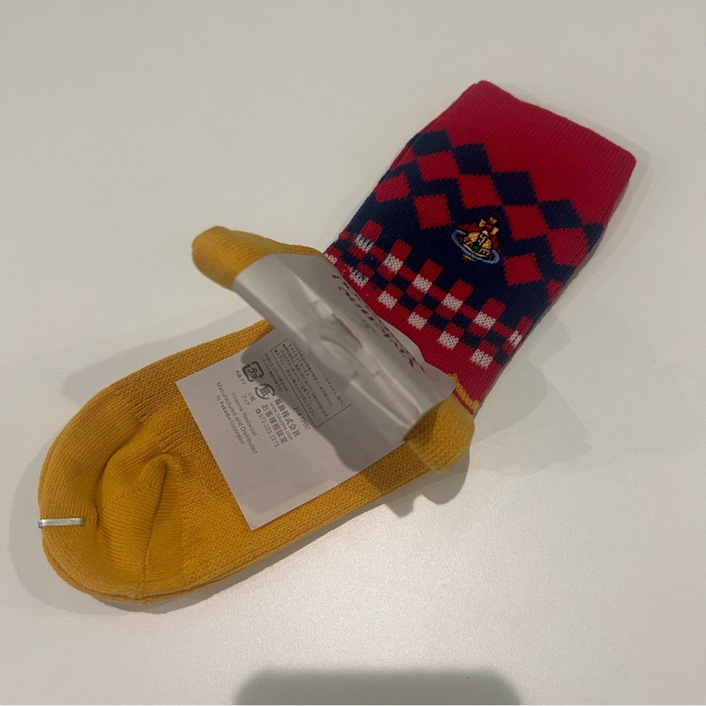 Vivienne Westwood Red and Yellow Patterned Socks - Picture 3 of 3